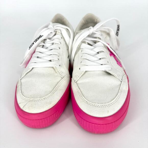 Off-White c/o Virgil Abloh Vulc White Pink Low Top Sneakers Size 38 - Picture 3 of 11